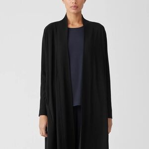 Eileen Fisher Deep Eggplant Purple Italian Yarn knit open Cardigan Size S/P